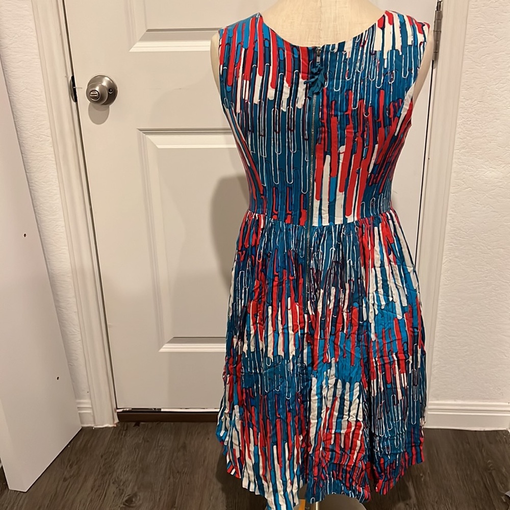 📌 Anthropologie Tracy Reese Plenty Multicolored Fit & Flare Zipper Back Size 4 - Picture 3 of 7